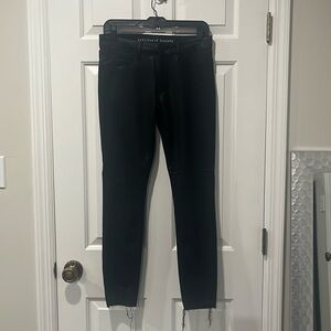 Articles of Society, black coated jeans with raw hem ankle, size 27